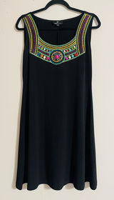 Vintage 90’s Ronni Nicole Black Boho Chic Sleeveless Mini Dress Beaded Neck Sz 8 Photo 0