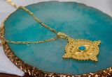 Eye Of Horus Circle Pendant w/ Four Points Necklace - Minimalist 18K Gold Photo 0