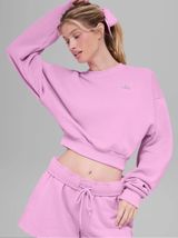 Alo Cropped Accolade Crewneck Sweatshirt Candy Heart Pink Women’s XS Photo 0