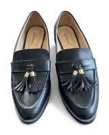 DUNION Women's Bertha Vegan Black Leather Tassel Detail Low Heel Loafer 7 Photo 0