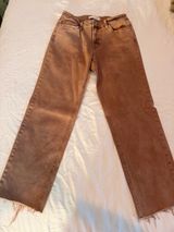 Vervet Blue High Rise Straight Leg Raw Hem Jeans Taupe Brown Size 29 Photo 0