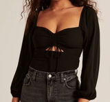 Abercrombie & Fitch Black Crop Top Cut Out Witchy Goth‎ Y2K Sexy Minimalist Photo 0