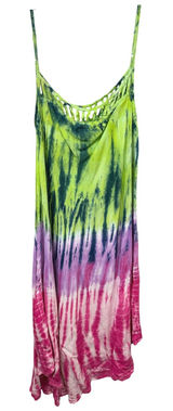 Beach by Exist OS Midi Dress Tie Dye Handkerchief Green Purple Pink Rayon‎ 275 Photo 0