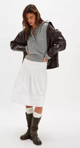 Free People White Pleated Midi Skirt Photo 0