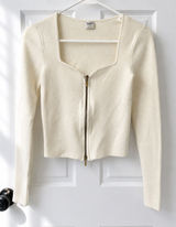 Abercrombie & Fitch White Zip Up Long Sleeve Shirt Photo 0