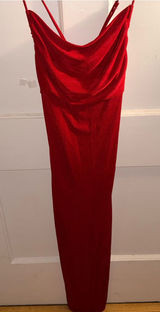 Red Cowl-Neck Maxi Slip Dress — Sleek Evening Style Photo 0