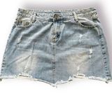 Jean Mini Skirt Denim Distressed Faded Y2K Punk Grunge Summer Festival Size 14 Photo 0