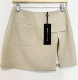 White Fox On‎ The List Skirt Small Beige Faux Cargo Mini Slit Baddie Vegas Party Photo 0