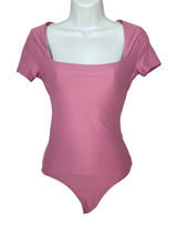 Abercrombie & Fitch Bodysuit Top Seamless XS Mauve Short Sleeves Square Neck Photo 0