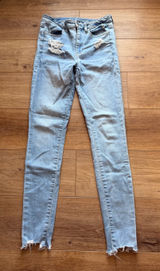 American Eagle Outfitters Light Blue Ripped Skinny Jeans Photo 0