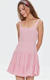 Button Tiered Mini Dress Photo 0