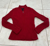 Ralph Lauren Red Knit Quarter Zip Sweater Size Small Photo 0