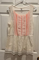 Anthro‎ One September Embroidered Lace Tank Top Womens Large Boho Floral Shirt Photo 0