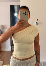 Off the shoulder butter yellow top Photo 0