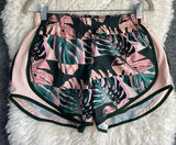 Nike Pink Tropical Palm Green Leaves Print Running Shorts Gym Activewear Sporty Photo 0