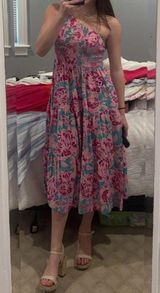 Floral One Shoulder Dress Pink Size M Photo 0