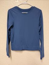 Long Sleeve Crewneck Top in Dusty Blue Photo 0