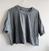 Free People Movement Womens Gray Mineral Wash Boxy Crop Tee Shirt Small 3814 Photo 0