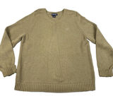 Lands' End V-Neck‎ Sweater Tan Size Large 14-16 Pullover Cotton Japan Classic Photo 0