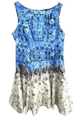 J Taylor Plus Size 18W Dress Sleeveless Fit n Flare‎ Floral Blue White Mini 700 Photo 0
