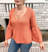 LC Lauren‎ Conrad V Neck Coral Knit Bell sleeved Sweater Size S Feminine Photo 0