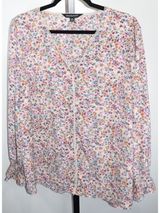 Davi & Dani Ditsy Floral Crochet Trim Blouse, Cream Multi, Plus Size 2XL Photo 0