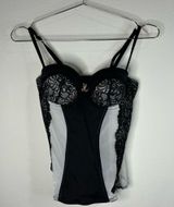 Daisy Fuentes Black Lace Bustier Corset Top Medium Sheer Underwire Lingerie Photo 0