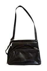 HOBO International Black Leather Crossbody Bag Multi Pocket Zip Organizer Purse Photo 0