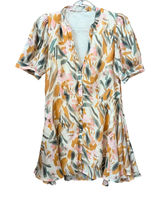 Entro Size Large Boutique Dress Colorful Abstract Print Puff Sleeve Casual Photo 0