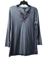 Lauren Ralph Lauren‎ Lace-Up Knit Dress Long Sleeve Casual Comfy Blue M Photo 0