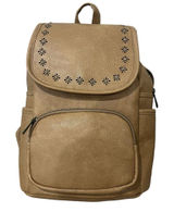 NEW Revive Vegan Backpack Handbag Tan 12” Tall Floral Zip‎ Photo 0