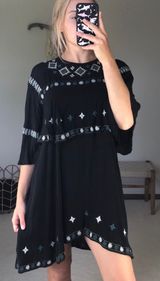 : Black Embroidered Dress Photo 0