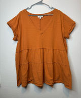 Umgee + Tiered Baby Doll Top V-Neck Peplum Ruffled Sleeve Size 2X Boho Festival Photo 0