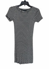 Brandy Melville Black White Striped Ribbed Knit Short Sleeve T-Shirt Dress OS Photo 0