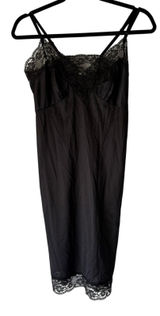 Vintage 70s Small Black Lace Slip Dress‎ Lingerie Nightgown Coquette Romantic Photo 0