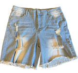 Denim Shorts Medium (Sz 8-10) Distressed NWOT Frayed Hem Light Wash Photo 0