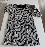 Maeve Anthropologie Black White Textured Jacquard Puff Sleeve Shift Dress Small Photo 0