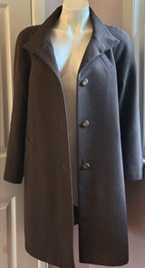 J. JILL Chocolate Brown Wool Blend 4 Big Front Button High Neck Pea Coat Sz S. Photo 0