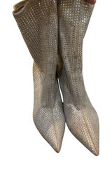 Schutz‎ Women's Sybil Suede & Rhinestone Stilleto Heel Mid-Calf Bootie Tan 7.5 B Photo 0