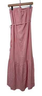 Petal + Pup Pink Linen Blend Halter Tie Waist Tiered Maxi Dress Small‎ NEW Photo 0