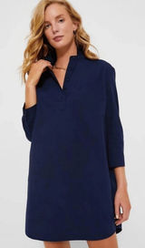Tuckernuck Pomander Place Polly Navy Blue Lagenlook Tunic Dress SZ S Photo 0