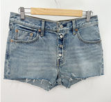 Levi’s 501 Jump Start Shorts Women 28 Blue Button Fly Raw Fray Hem Y2K Festival‎ Photo 0