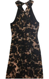 OUTBACK RED Floral Halter‎ Neck Knee Length Dress Women's Black Tan White Size 8 Photo 0