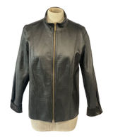 Reversible Faux Black Leather Moto & Animal Print Lightweight Jacket Photo 0