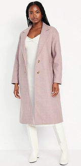 Old Navy Soft-Brushed Long Overcoat Mauve Pink Womens Small Winter Coat Photo 0