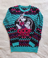 Disney Goof Troop Retro Holiday Sweater S/M Womens Goofy Max Ugly Christmas Photo 0