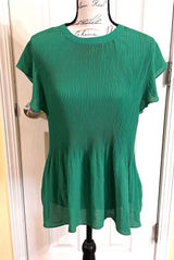 Adrianna Papell Pleated Flutter Sleeve Blouse Photo 0