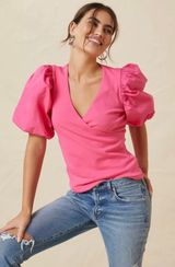 Maeve by Anthropologie Puff sleeve Wrap Pink Blouse Size XXS Photo 0