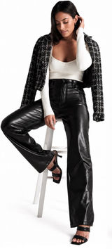 Abercrombie Curve Love High Rise 90s Relaxed Vegan Leather Pant Black Size 26 Photo 0