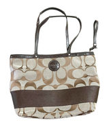 Coach Signature Monogrammed C Canvas Purse Travel Tote Bag Zip Closure Photo 0